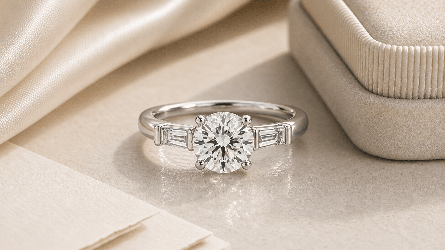 Noa Round Diamond Ring styled for how much should you spend on an engagement ring? a modern, elegant perspective