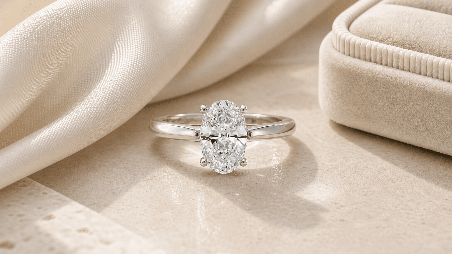 Adele Oval Diamond Engagement Ring styled for lab-grown diamond engagement rings