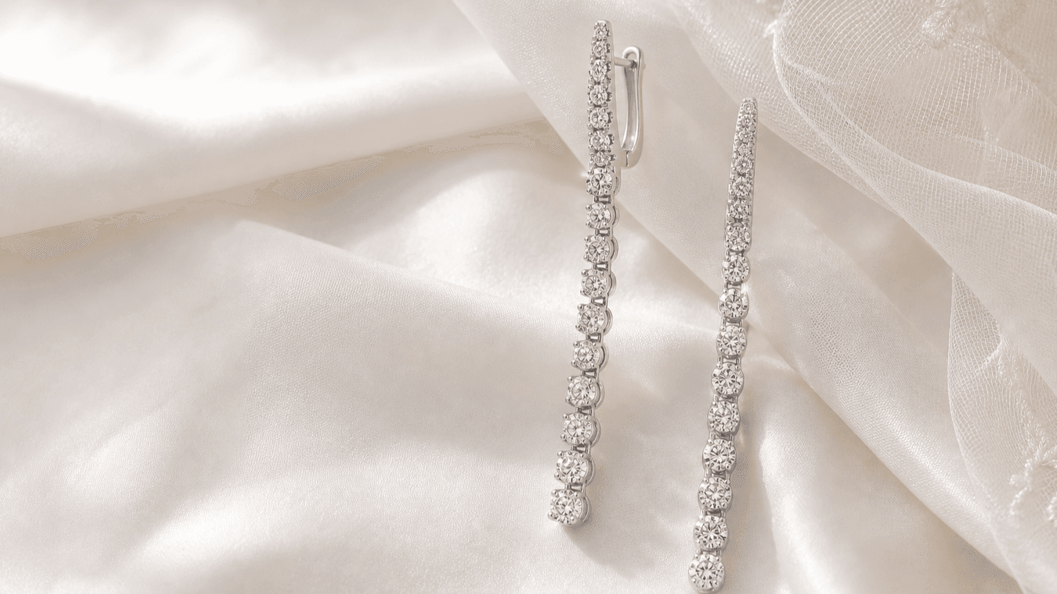 Riviera Diamond Drop Earrings styled for how to choose jewelry for your wedding day