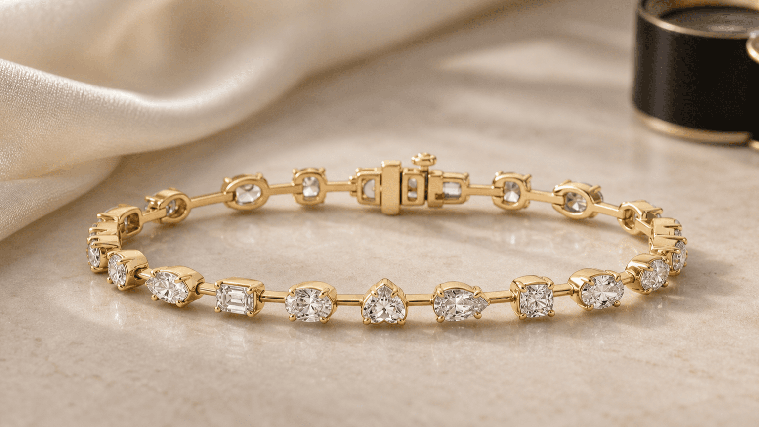 Aria Fancy Shapes Diamond Station Bracelet styled for inside fine jewelry craftsmanship