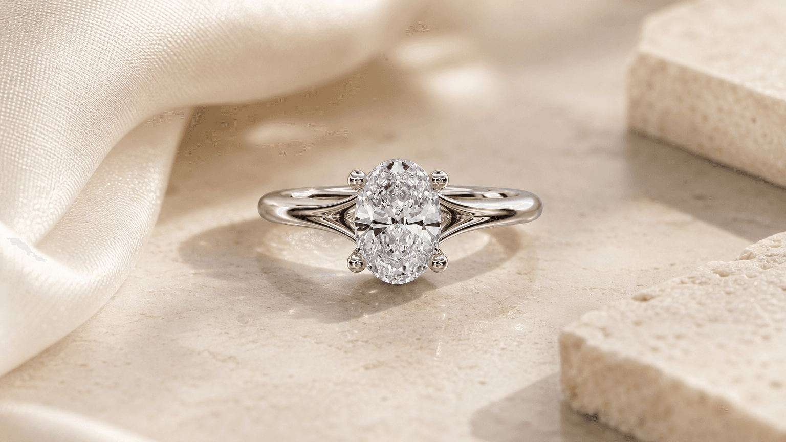Estelle Oval Diamond Engagement Ring styled for lab-grown vs natural diamonds