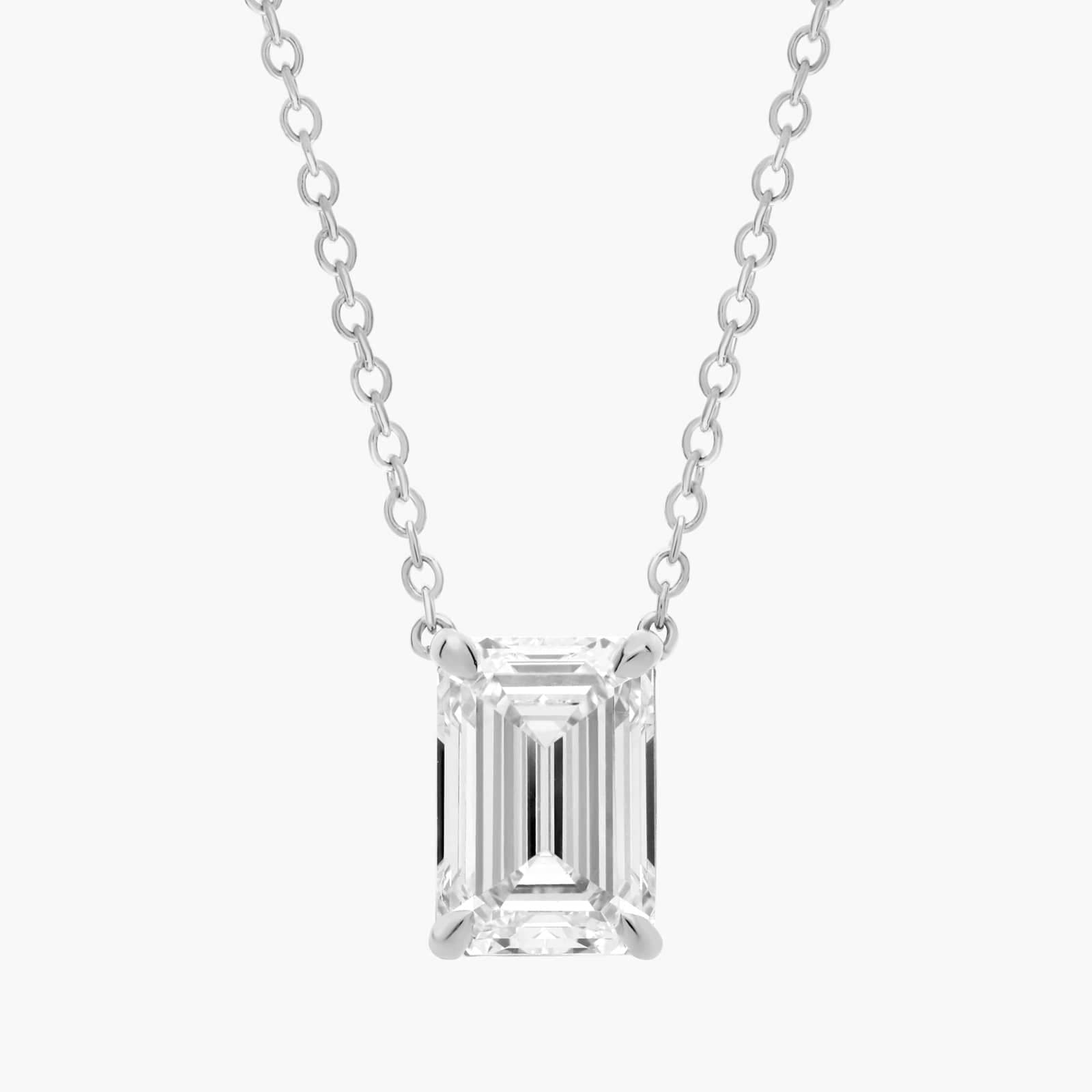 Pingente com diamante em corte esmeralda Eterna