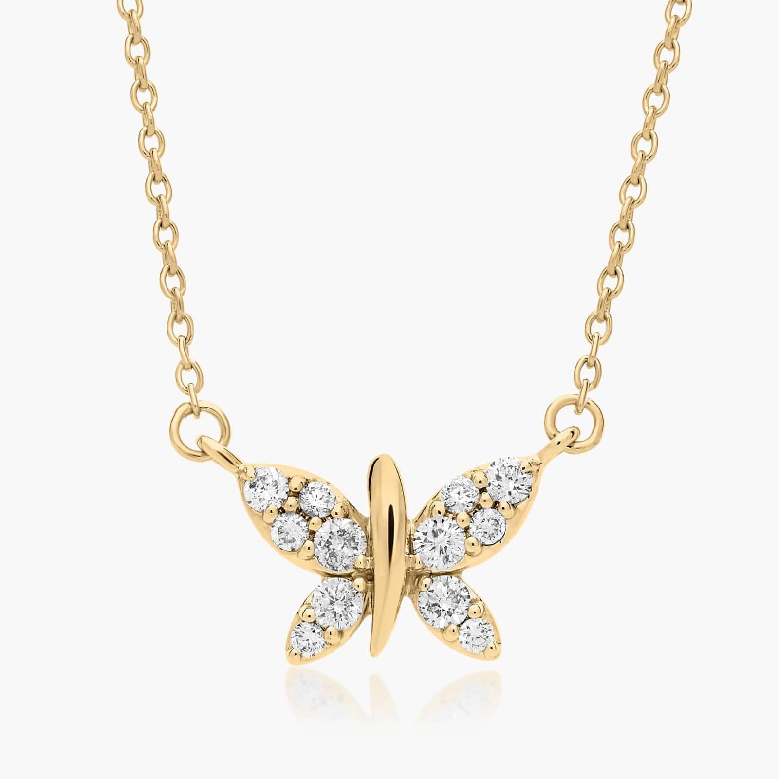 Lumière Nala Diamond Butterfly Necklace in 18K Yellow Gold