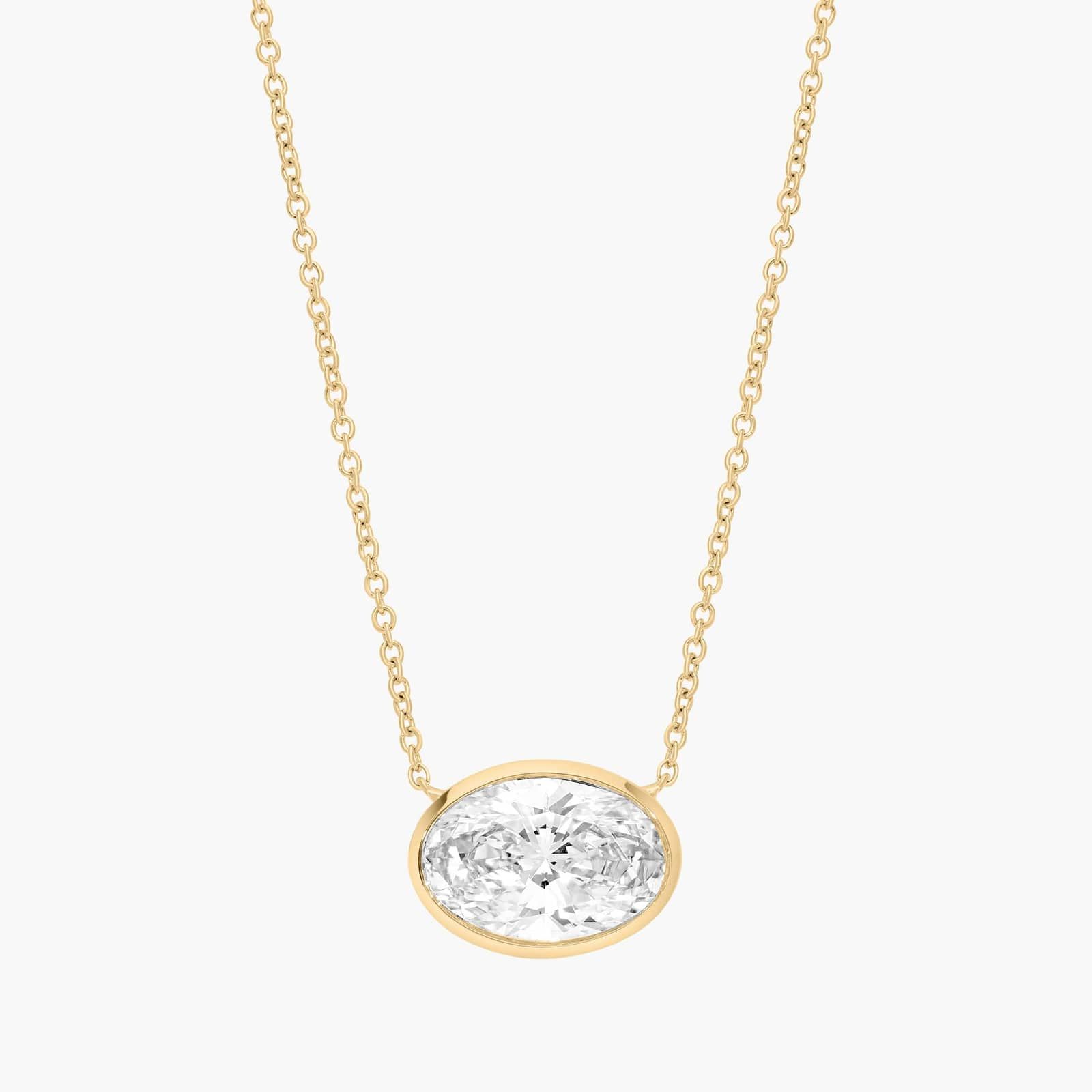 Lumière Solo Oval Diamond Pendant in 18K Yellow Gold - 3 Ct.