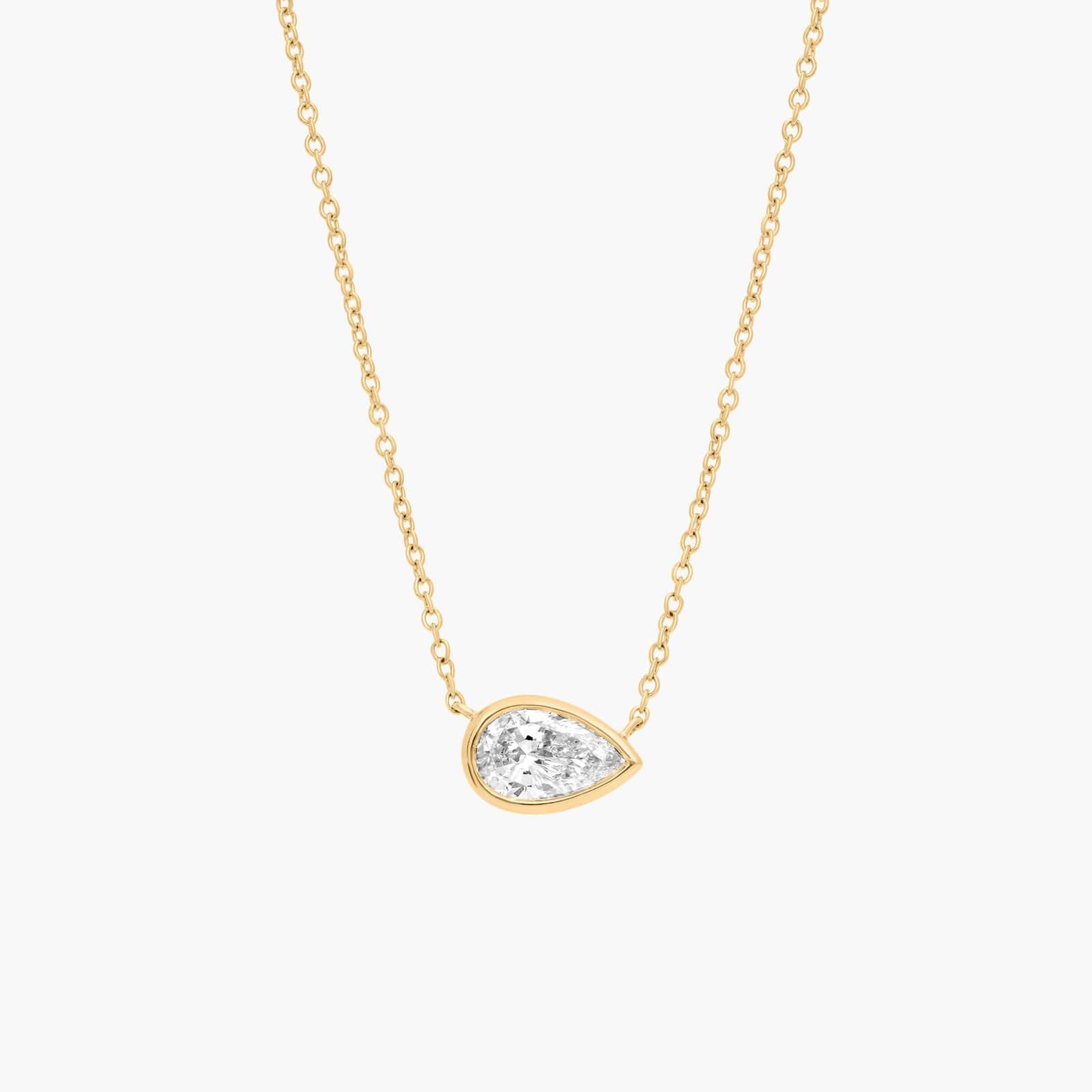 Lumière Solo Pear Diamond Pendant in 18K Yellow Gold