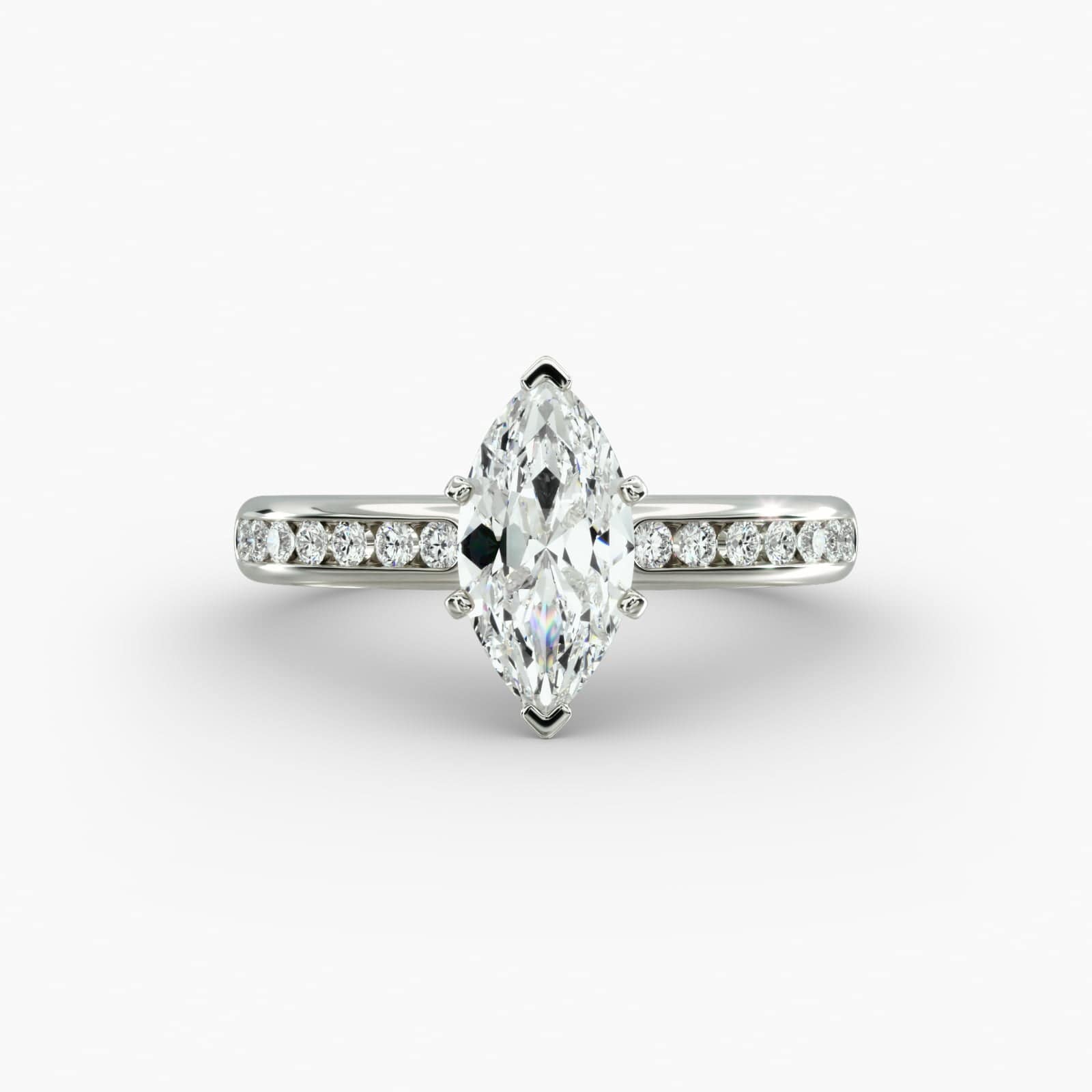 Anel de noivado Camille Channel Set com diamante de lapidação marquise
