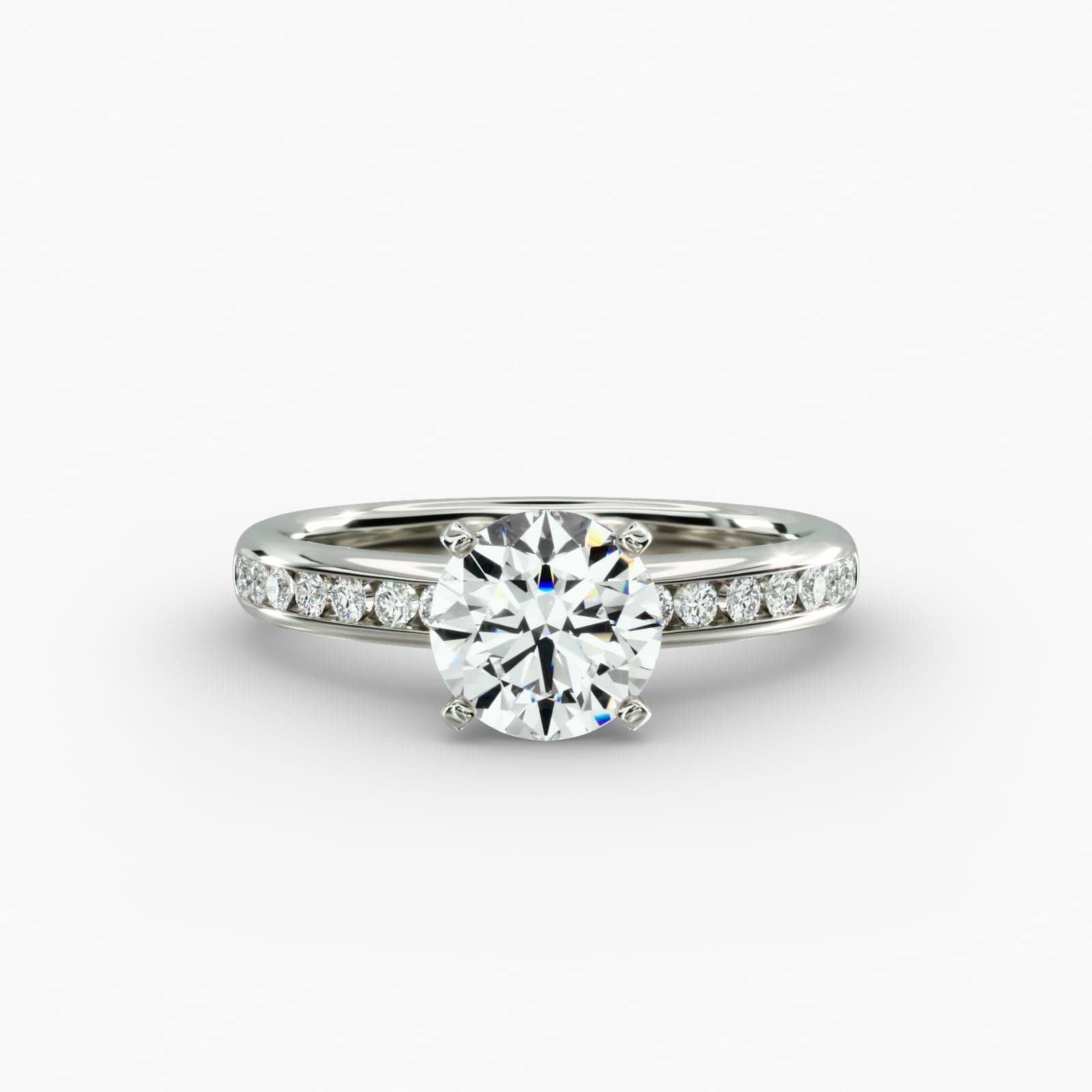 Lumiere Camille Channel-Set Round Diamond Engagement Ring in 18K White Gold