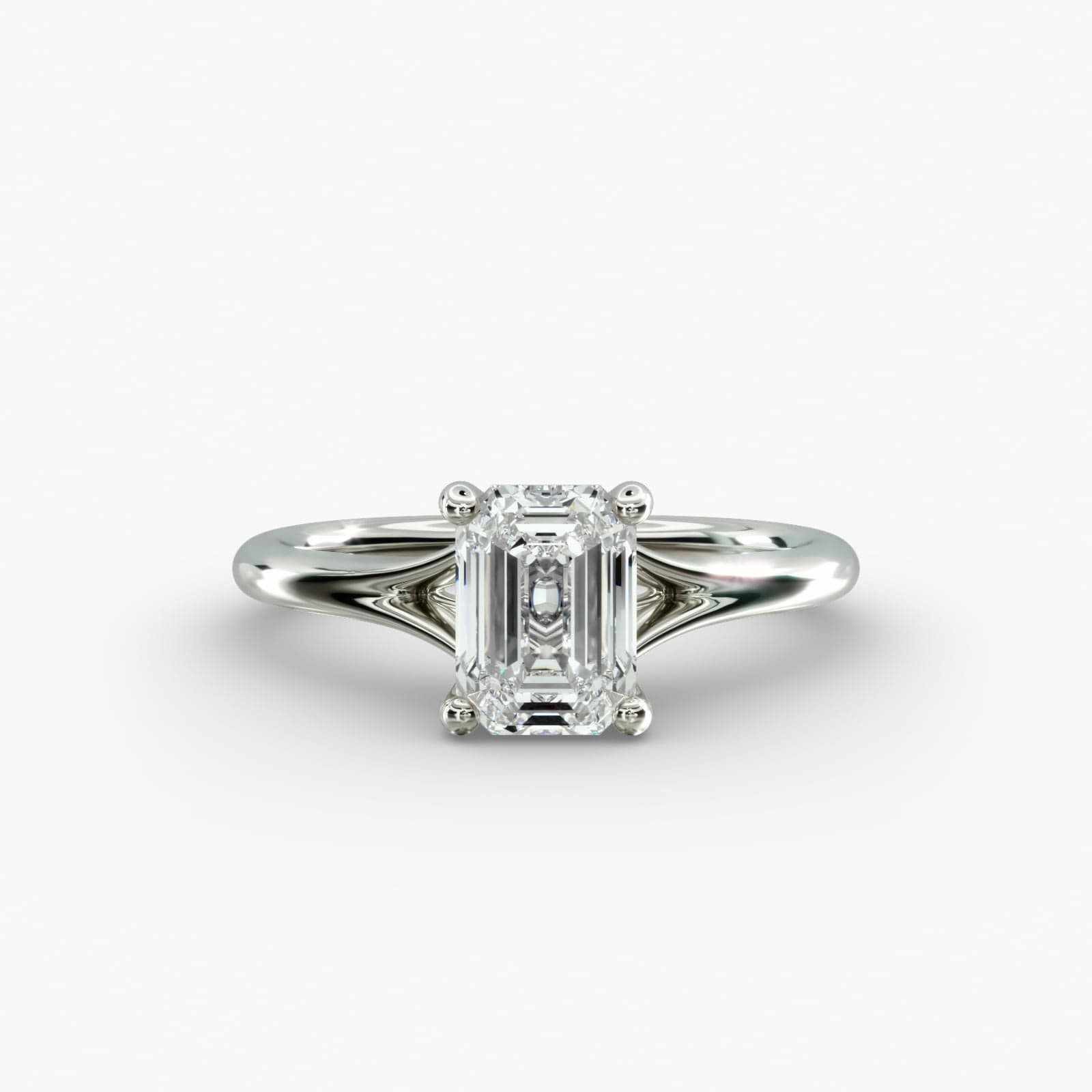 Lumiere Estelle Emerald Diamond Engagement Ring in 18K White Gold