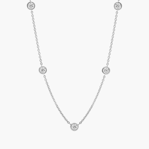 Stationärt halsband med labgrown-diamanter och bezelinfattningar i 14K gulguld