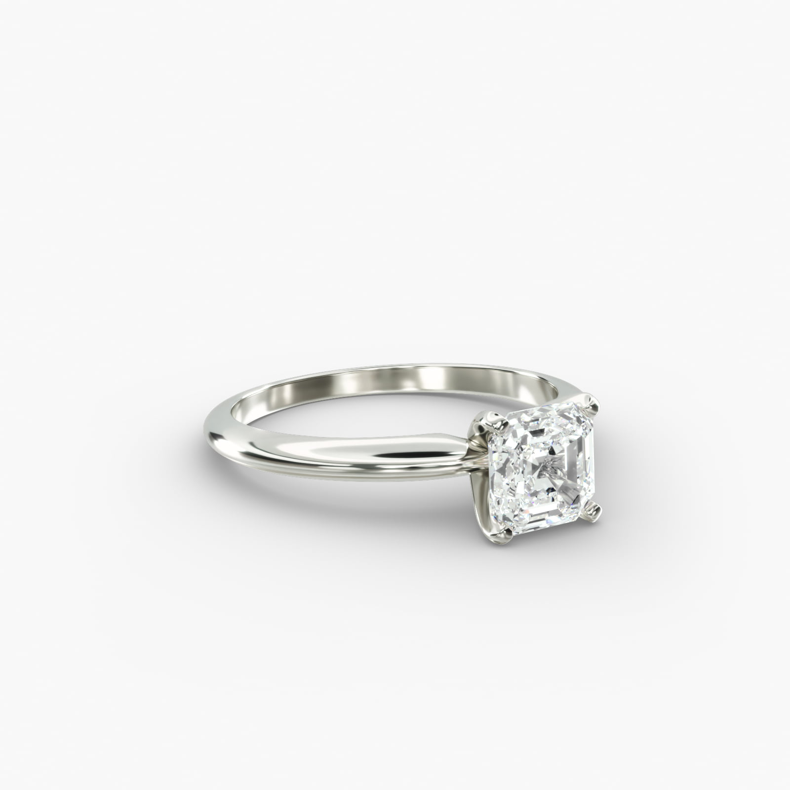 Lumiere Épure Asscher Engagement Ring in 18K White Gold