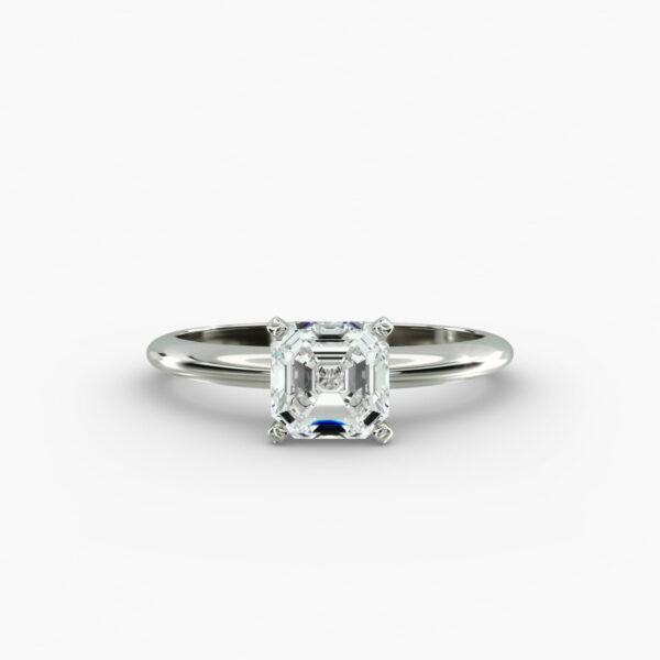 Lumiere Épure Asscher Engagement Ring in 18K White Gold