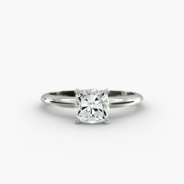Lumiere Épure Cushion Engagement Ring in 18K White Gold