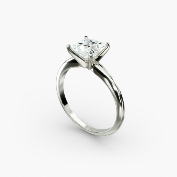 Anel de noivado Lumiere Épure Princess em ouro branco 18K