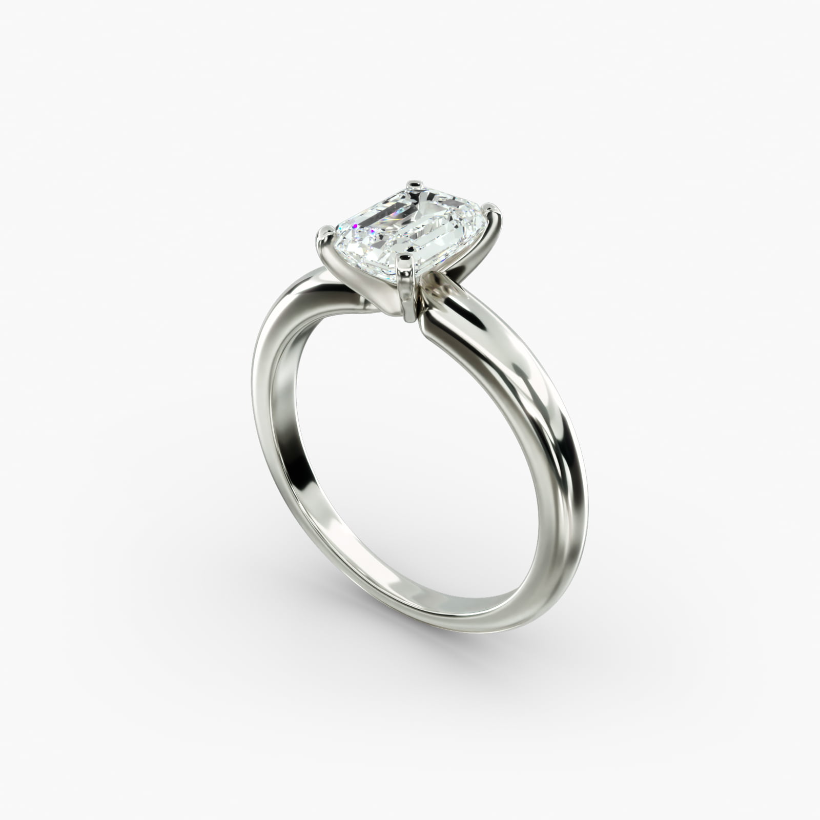 Lumiere Aurelia Emerald Cut Engagement Ring in 18K White Gold