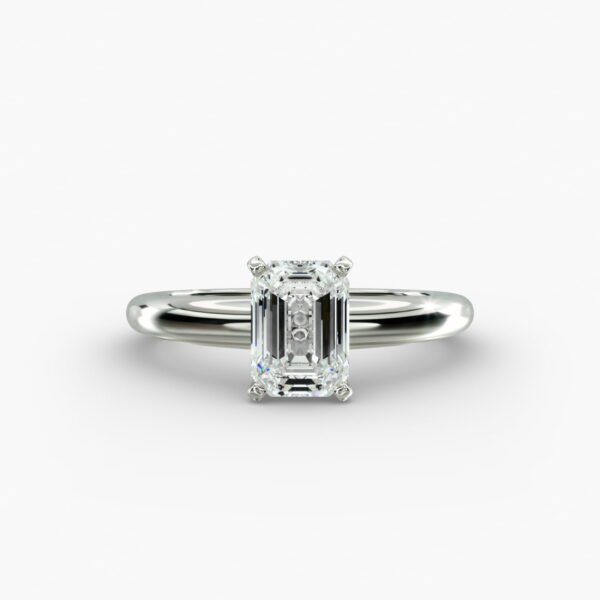 Lumiere Aurelia Emerald Cut Engagement Ring in 18K White Gold