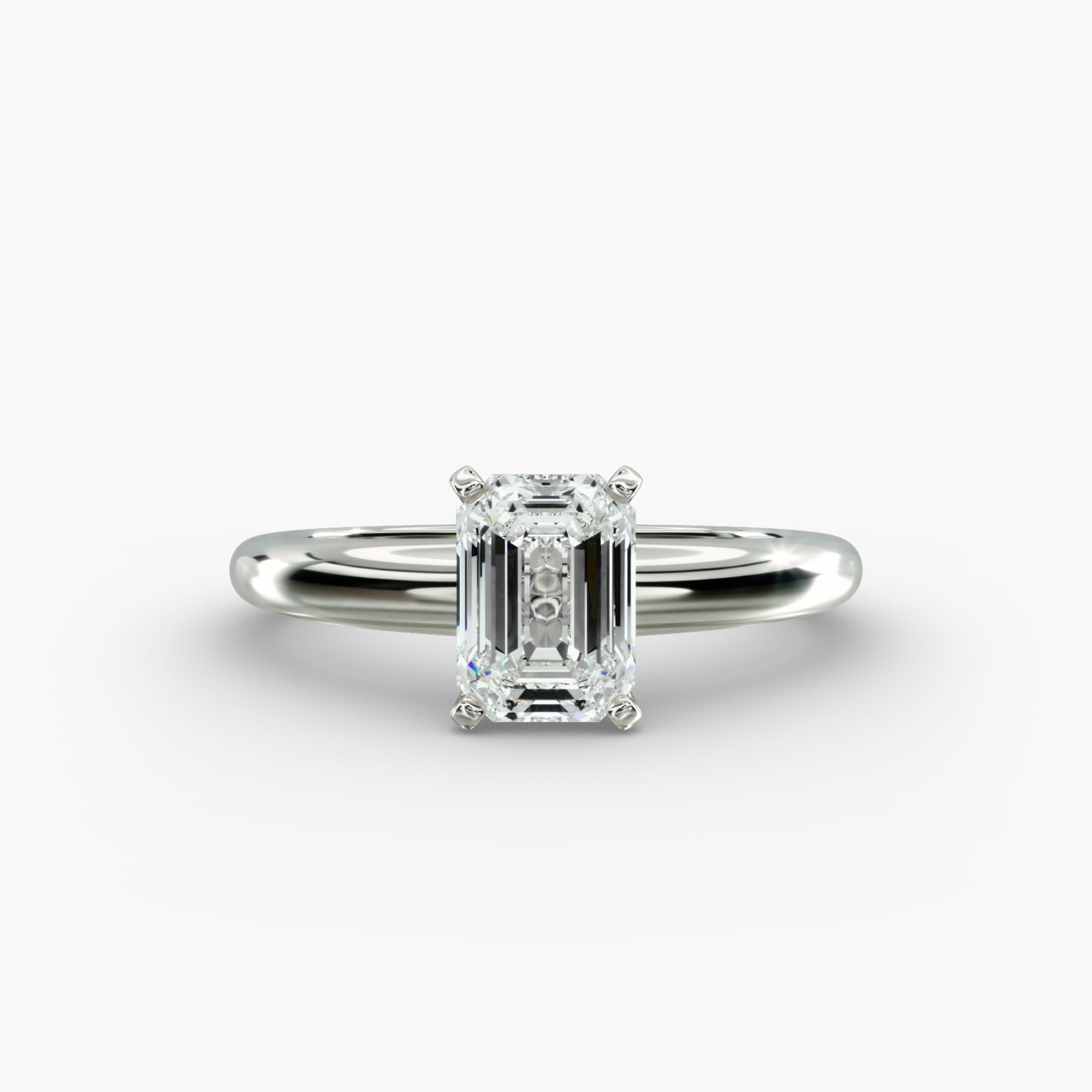 Lumiere Aurelia Emerald Cut Engagement Ring in 18K White Gold