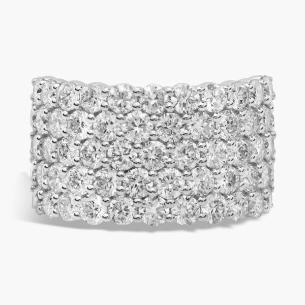 Lumiere Elysia Bague à cinq rangs de diamants en or blanc 18K