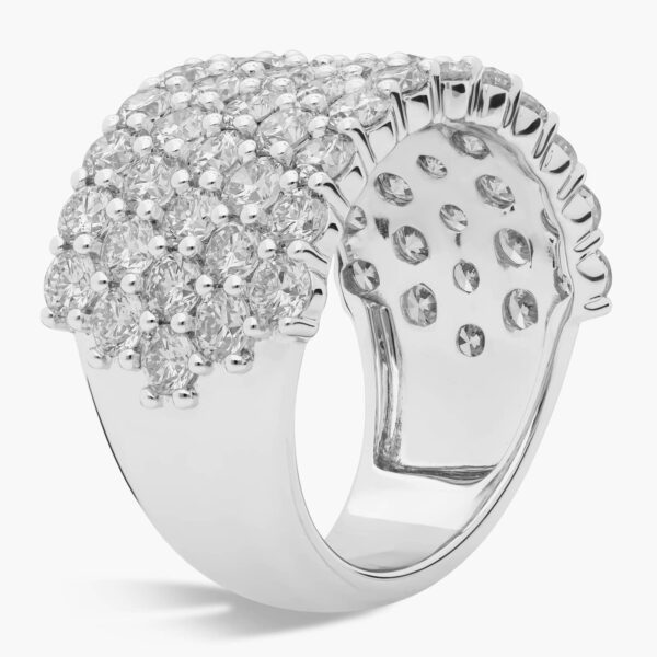 Lumiere Elysia Bague à cinq rangs de diamants en or blanc 18K