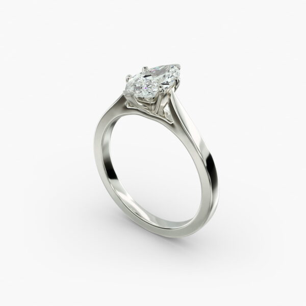Lumiere Solene Marquise Cut Engagement Ring in 18K White Gold