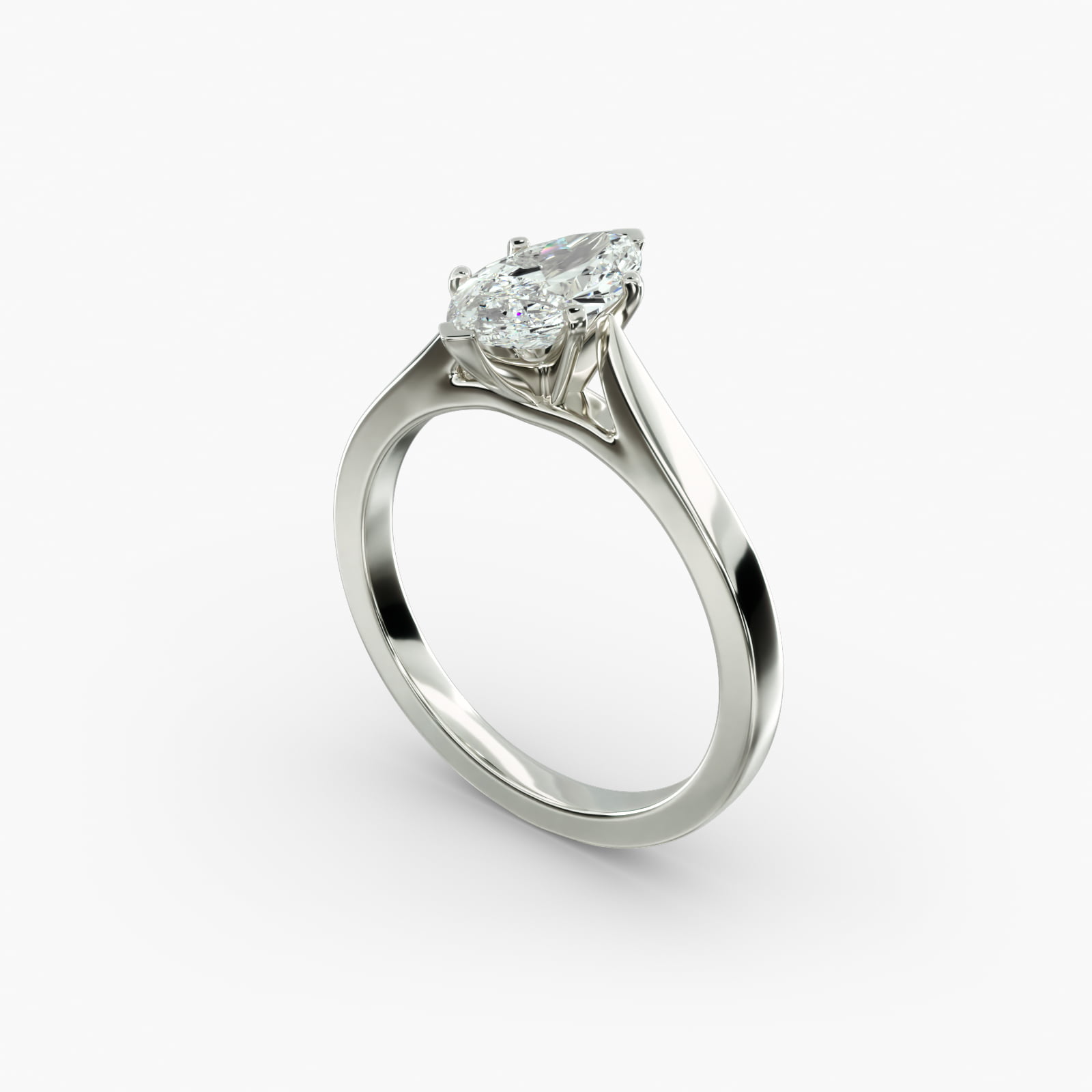 Lumiere Solene Marquise Cut Engagement Ring in 18K White Gold