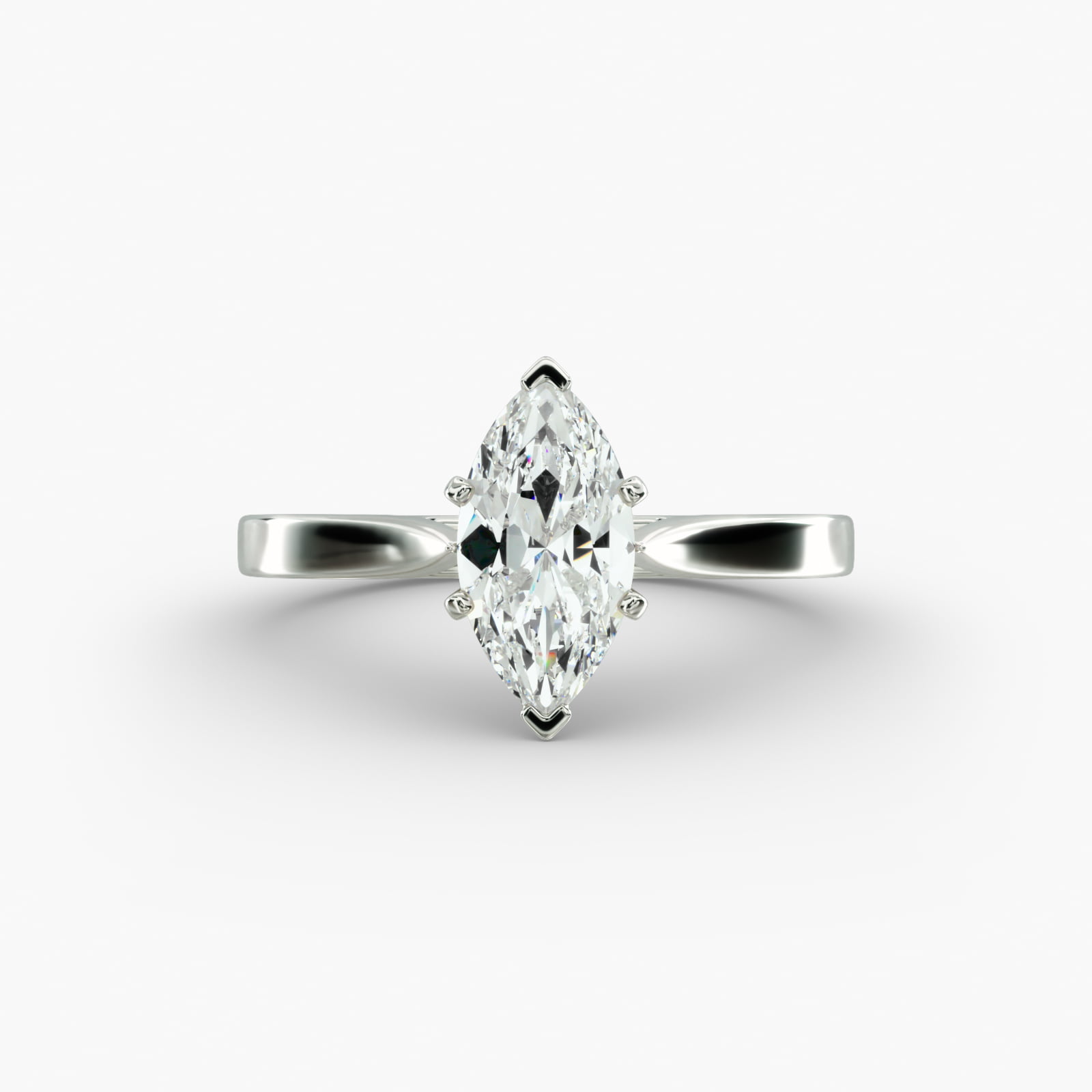 Lumiere Solene Marquise Cut Engagement Ring in 18K White Gold