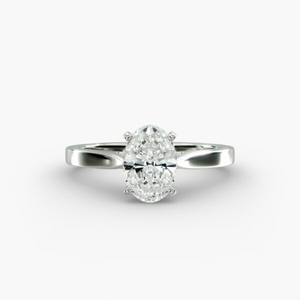 Lumiere Solene Oval Cut Engagement Ring in 18K White Gold