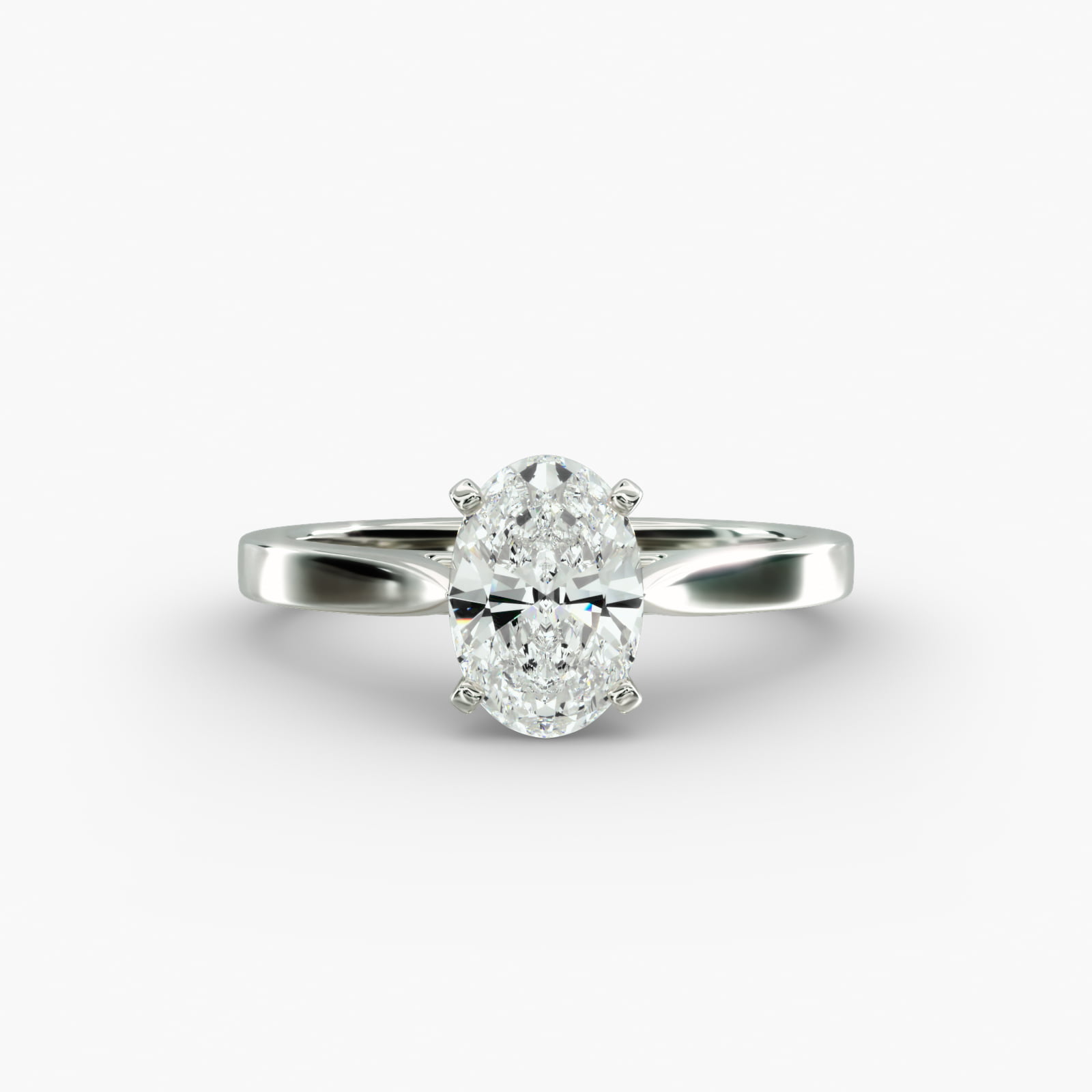 Lumiere Solene Oval Cut Engagement Ring in 18K White Gold
