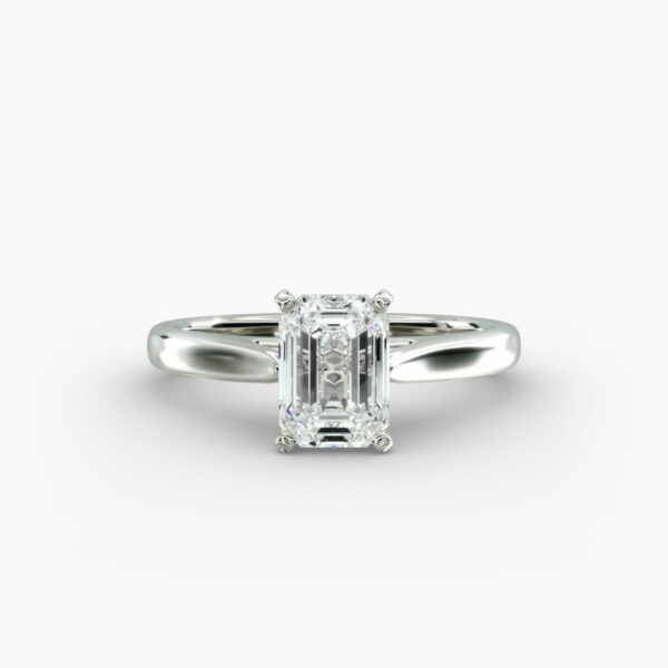 Lumiere Adele Emerald Diamond Engagement Ring in 18K White Gold
