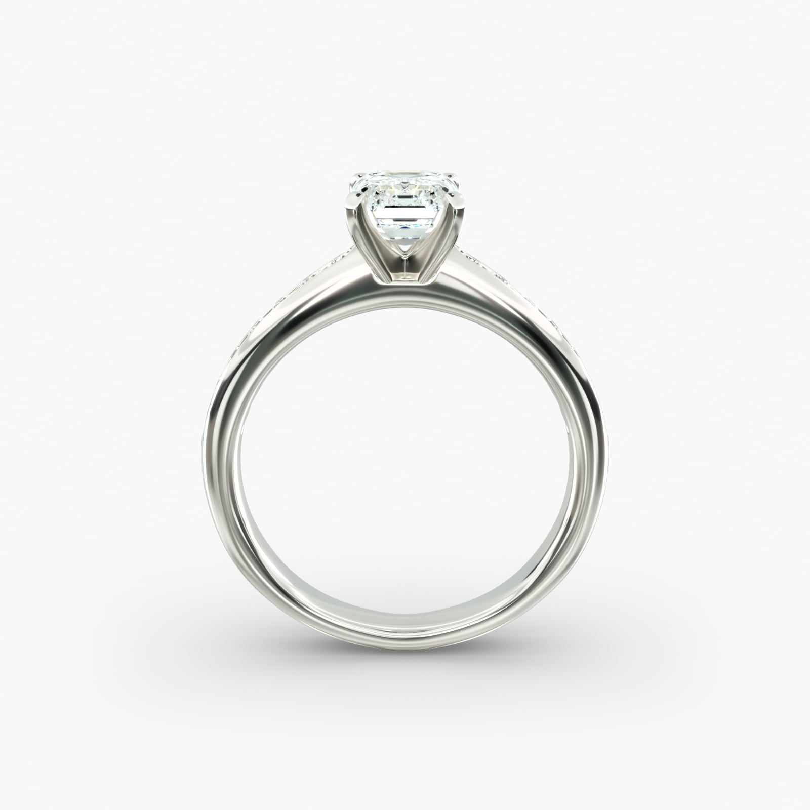 Lumiere Camille Channel-Set Emerald Diamond Engagement Ring in 18K White Gold