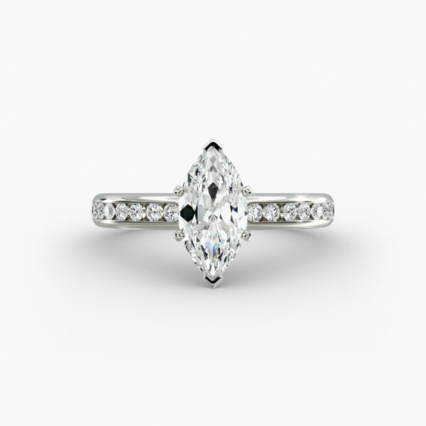 Lumiere Camille Channel-Set Marquise Diamond Engagement Ring in 18K White Gold
