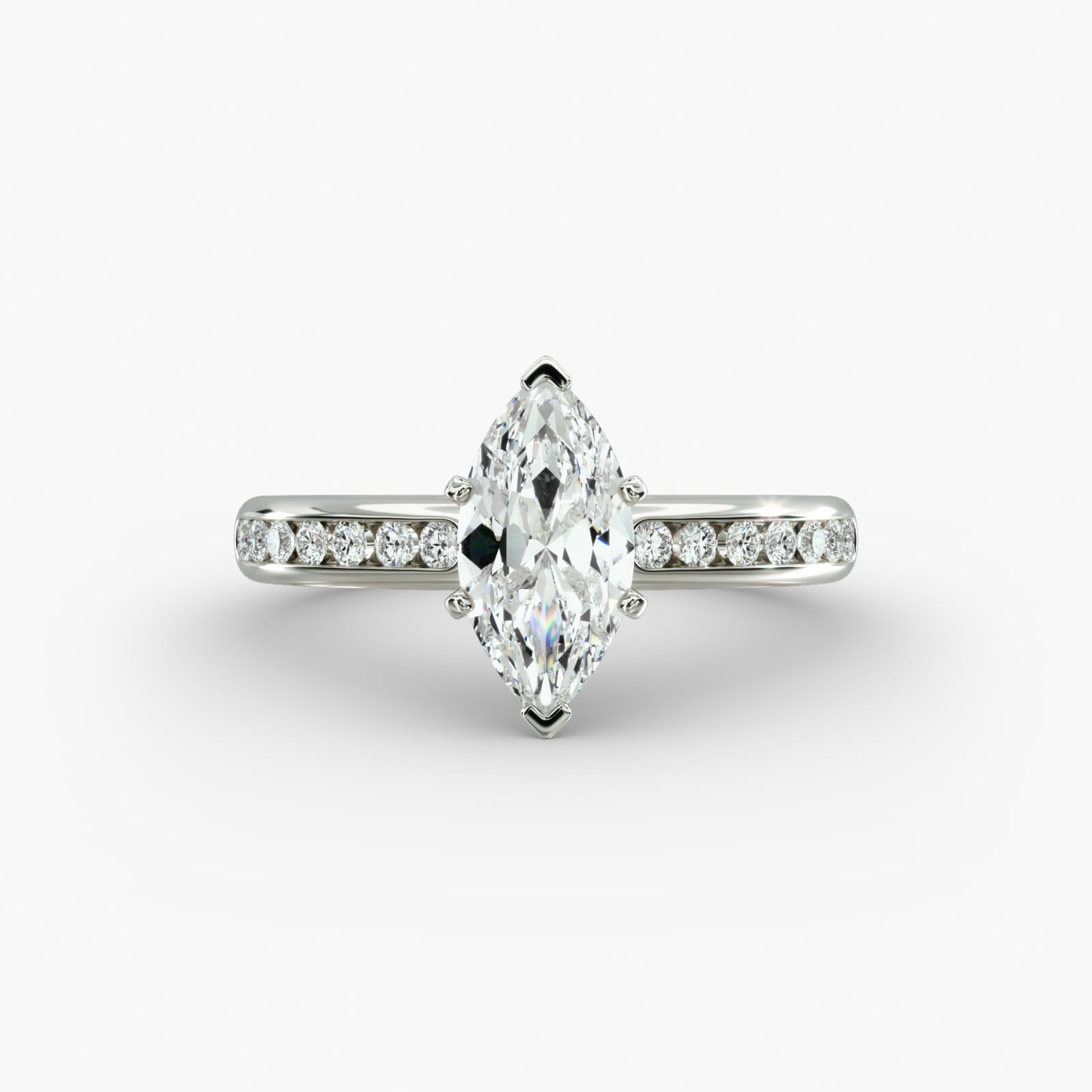 Lumiere Camille Channel-Set Marquise Diamond Engagement Ring in 18K White Gold