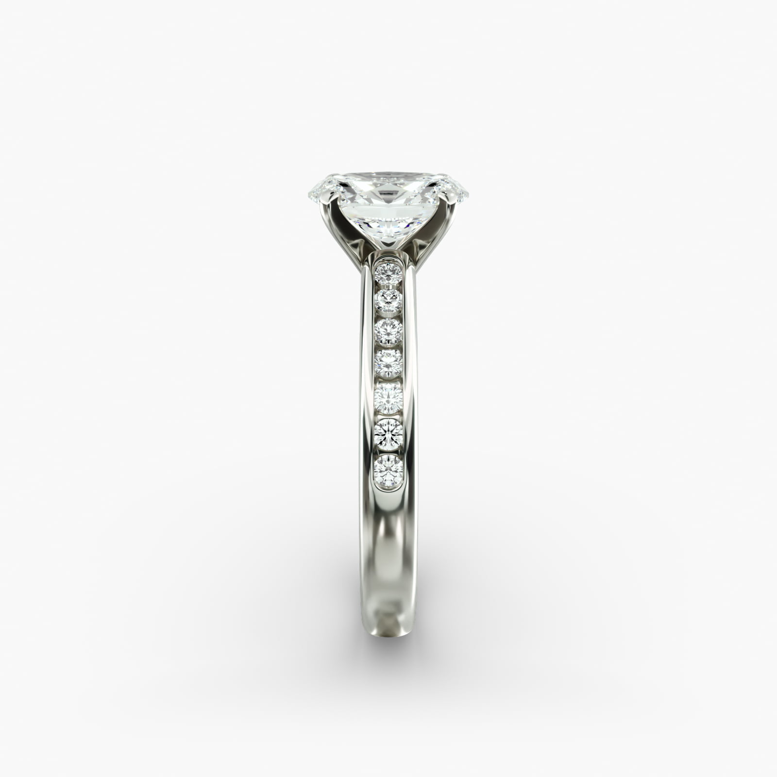 Lumiere Camille Channel-Set Oval Diamond Engagement Ring in 18K White Gold