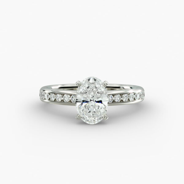 Lumiere Camille Channel-Set Oval Diamond Engagement Ring in 18K White Gold