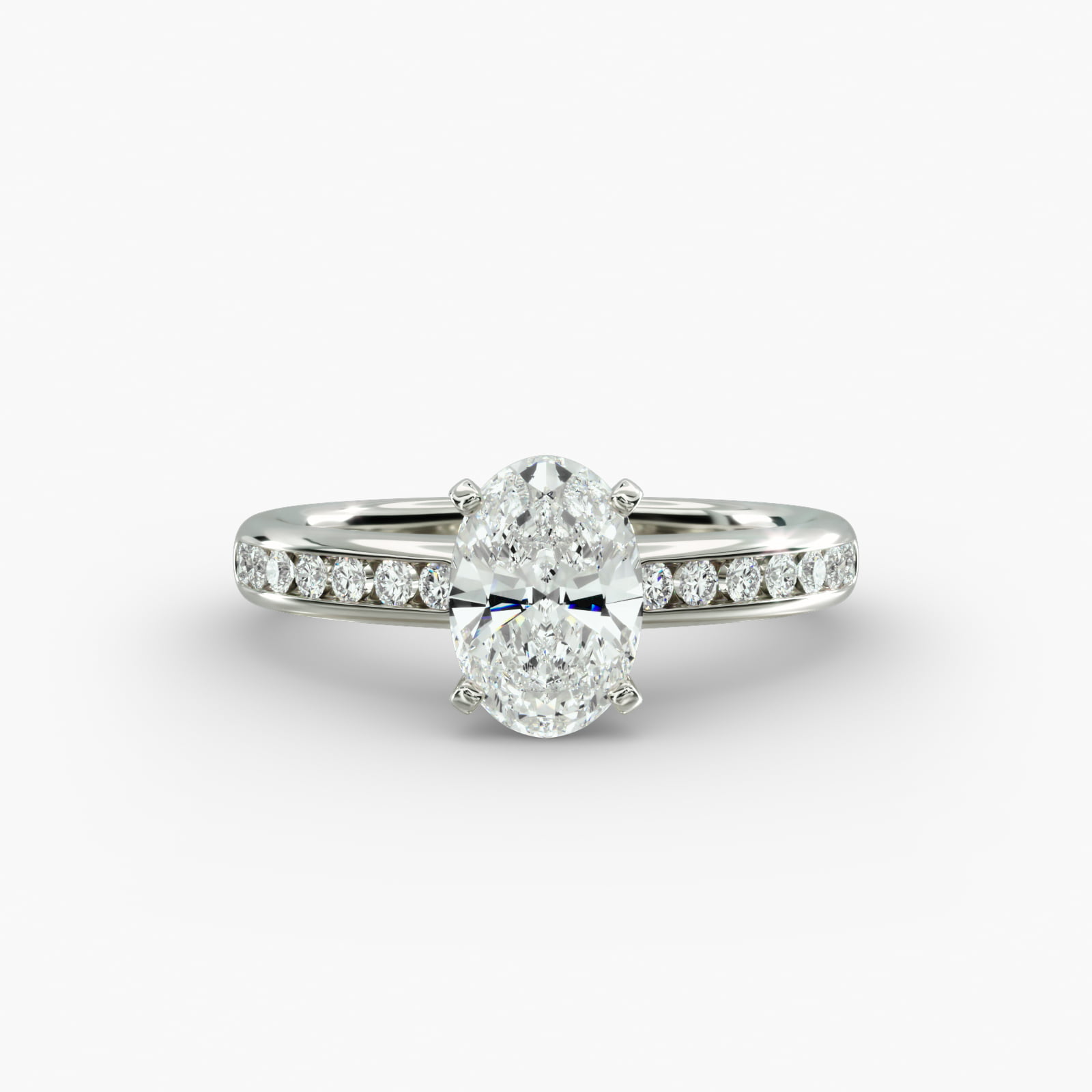 Lumiere Camille Channel-Set Oval Diamond Engagement Ring in 18K White Gold