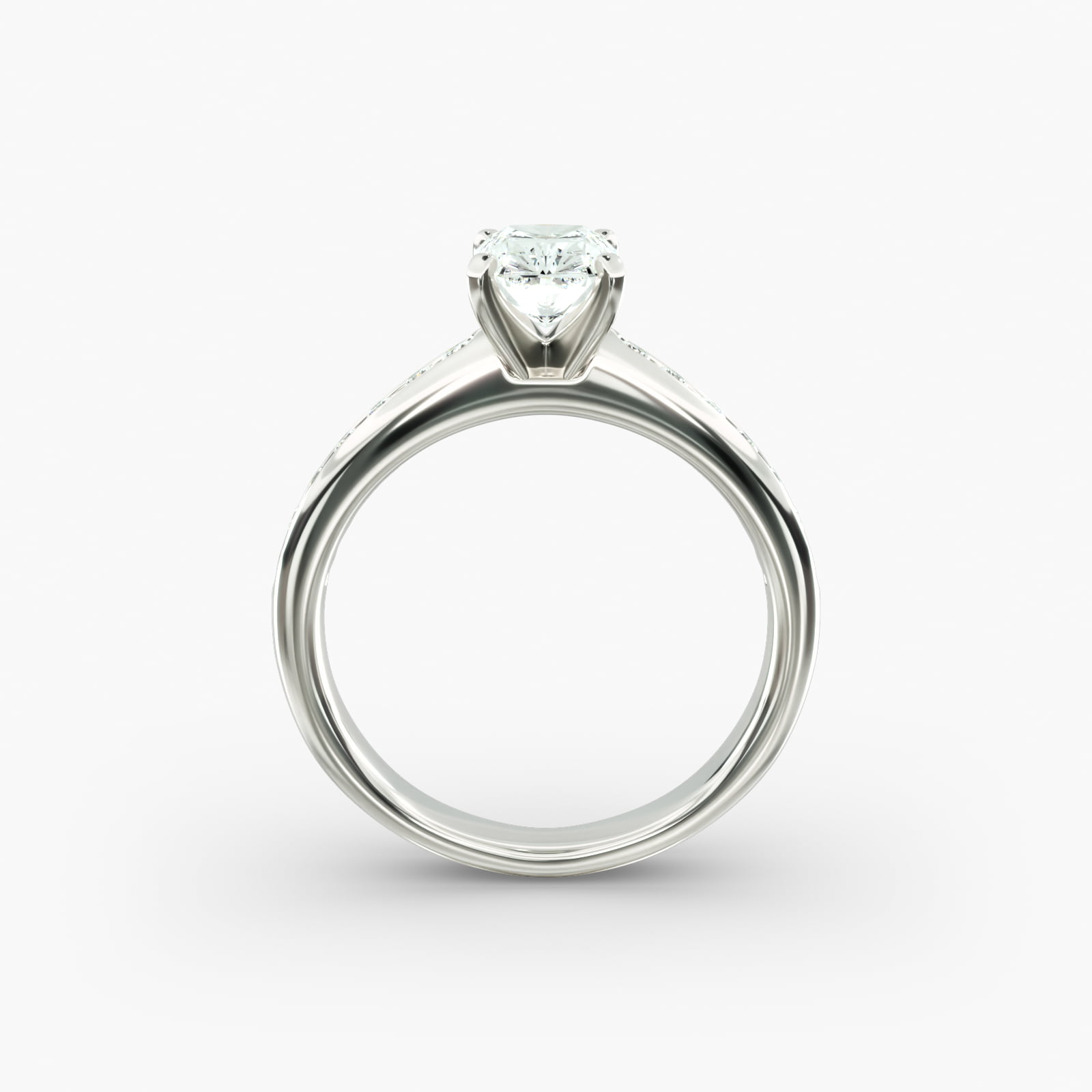 Lumiere Camille Channel-Set Radiant Diamond Engagement Ring in 18K White Gold