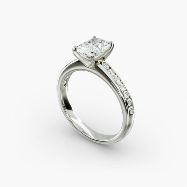 Lumiere Camille Channel-Set Radiant Diamond Engagement Ring in 18K White Gold