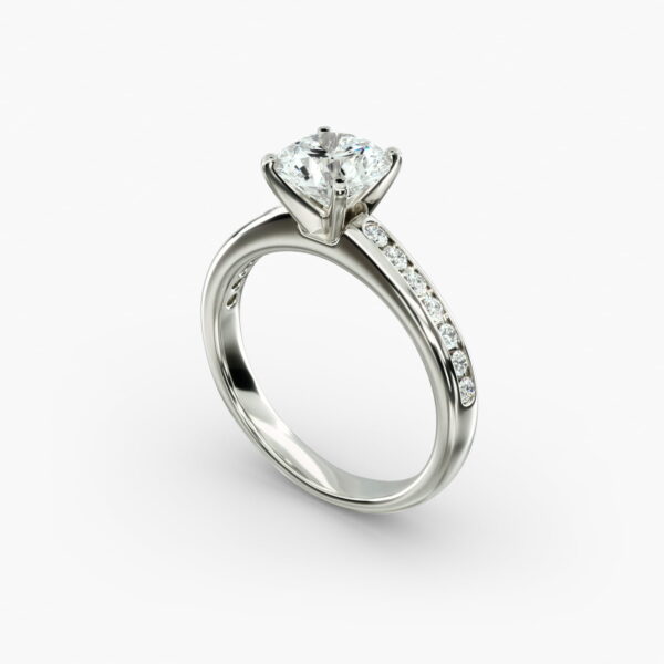 Lumiere Camille Channel-Set Round Diamond Engagement Ring in 18K White Gold
