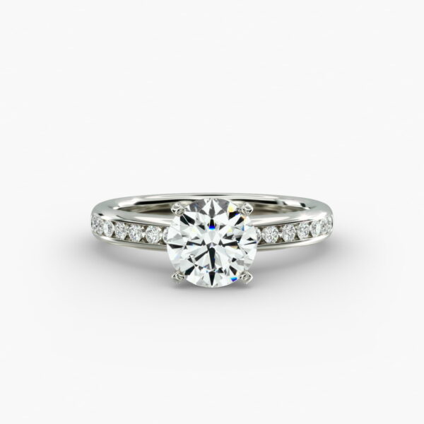 Lumiere Camille Channel-Set Round Diamond Engagement Ring in 18K White Gold