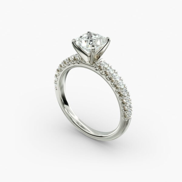 Lumiere Elodie French Pavé Cushion Diamond Engagement Ring in 18K White Gold