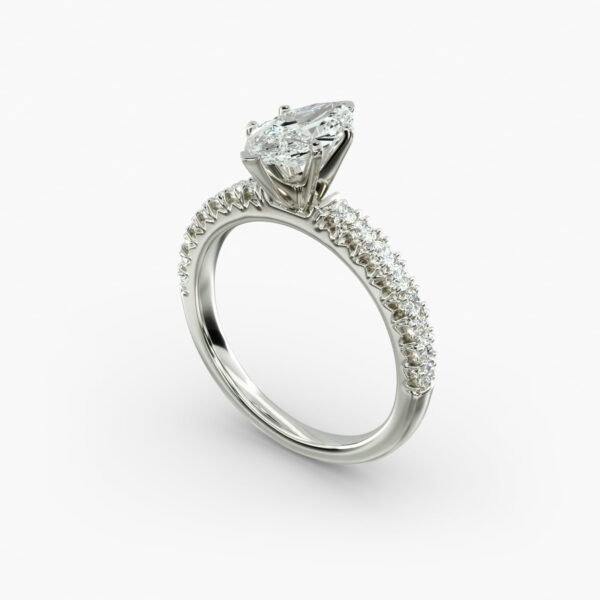 Lumiere Elodie French Pavé Marquise Diamond Engagement Ring in 18K White Gold