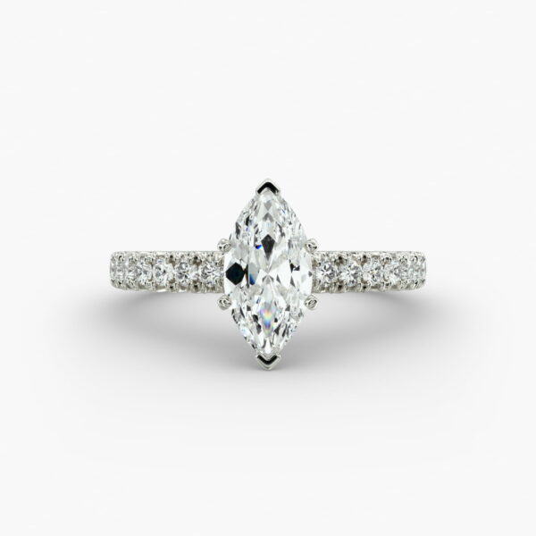 Lumiere Elodie French Pavé Marquise Diamond Engagement Ring in 18K White Gold