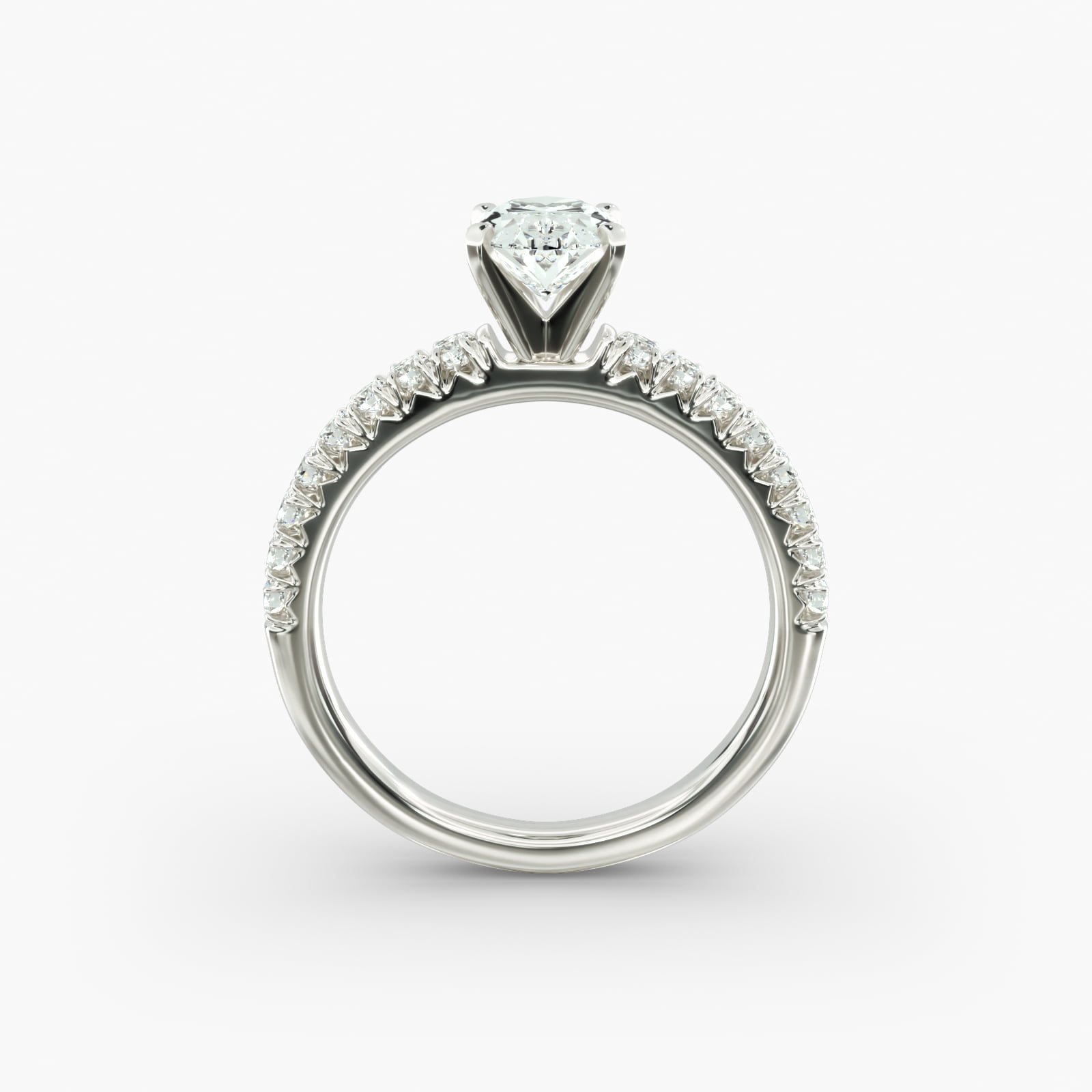 Lumiere Elodie French Pavé Oval Diamond Engagement Ring in 18K White Gold
