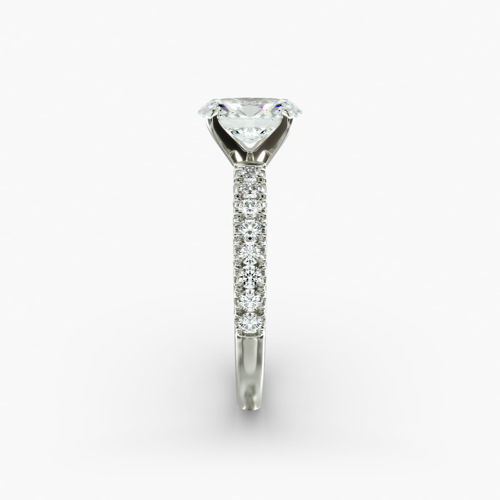 Lumiere Elodie French Pavé Oval Diamond Engagement Ring in 18K White Gold