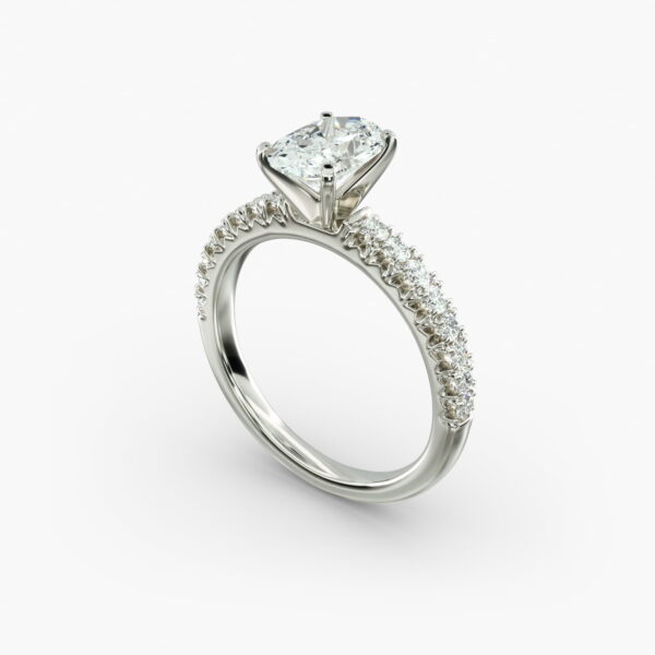Lumiere Elodie French Pavé Oval Diamond Engagement Ring in 18K White Gold