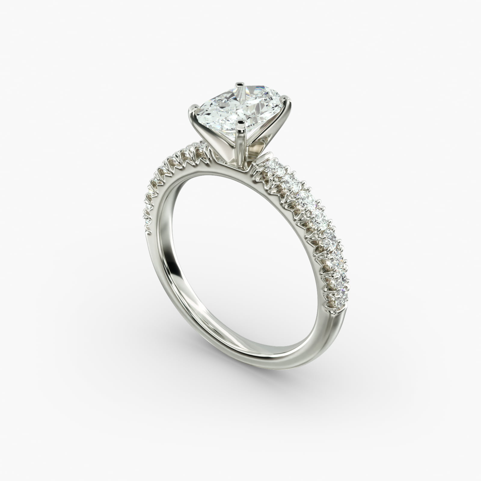 Lumiere Elodie French Pavé Oval Diamond Engagement Ring in 18K White Gold