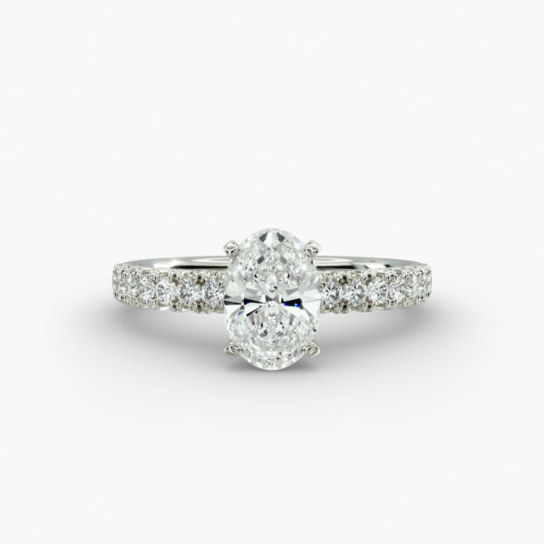 Lumiere Elodie French Pavé Oval Diamond Engagement Ring in 18K White Gold