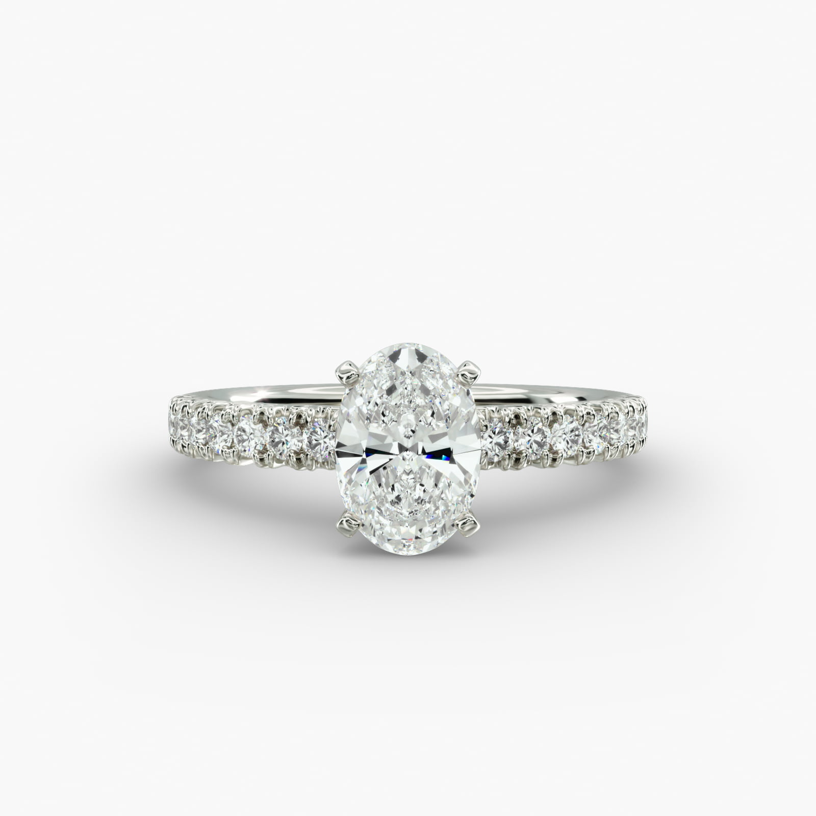 Lumiere Elodie French Pavé Oval Diamond Engagement Ring in 18K White Gold