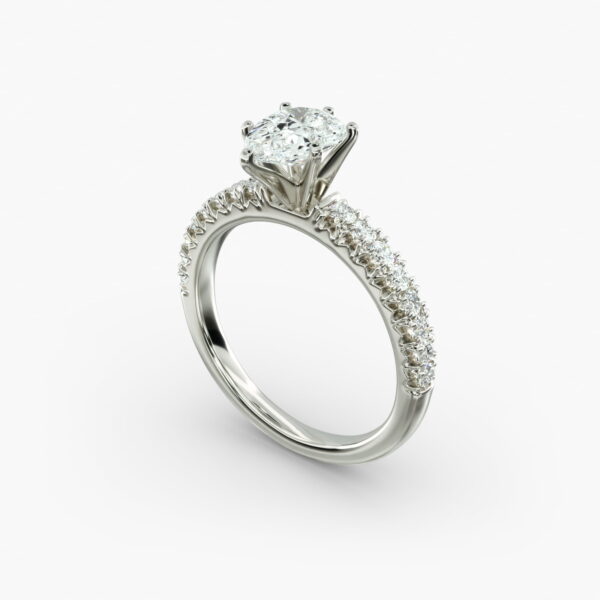 Anel de noivado Lumiere Elodie French Pavé Pear Diamond em ouro branco 18K