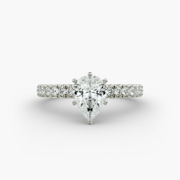Anel de noivado Lumiere Elodie French Pavé Pear Diamond em ouro branco 18K