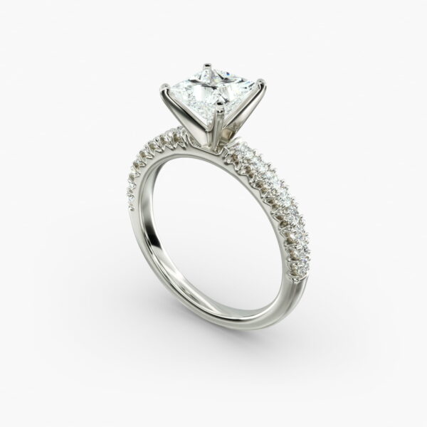 Anel de noivado Lumiere Elodie French Pavé Princess Diamond em ouro branco 18K